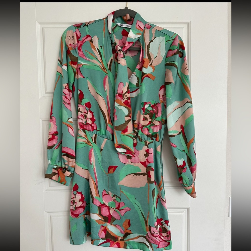 multicoloured silk fabric dress